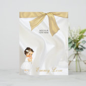 ベビーガールバプテスマ《キリスト教》洗礼式や命名式ホワイト金ゴールド (スタンド正面)