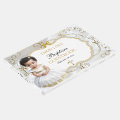 ベビーガールバプテスマ《キリスト教》洗礼式や命名式ホワイト&金ゴールドクロス ゲストブック (コーナー)