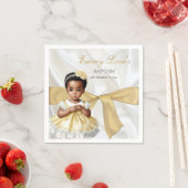 ベビーガールバプテスマ《キリスト教》洗礼式や命名式ホワイト&金ゴールド スタンダードカクテルナプキン (インサイチュ)