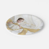 ベビーガールバプテスマ《キリスト教》洗礼式や命名式ホワイト&金ゴールド ペーパープレート (アングル)
