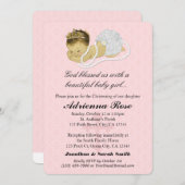 ベビーガールバプテスマ《キリスト教》洗礼式や命名式招待状ピンク179 招待状 (正面/裏面)