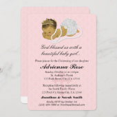 ベビーガールバプテスマ《キリスト教》洗礼式や命名式招待状ピンク180 招待状 (正面/裏面)