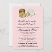 ベビーガールバプテスマ《キリスト教》洗礼式や命名式招待状ピンク180 招待状 (正面)