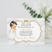 ベビーガールバプテスマ《キリスト教》洗礼式や命名式金ゴールドクロスサンキューサンキュー サンキューカード (スタンド正面)