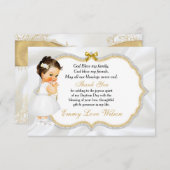 ベビーガールバプテスマ《キリスト教》洗礼式や命名式金ゴールドクロスサンキューサンキュー サンキューカード (正面/裏面)