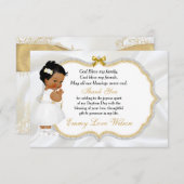 ベビーガールバプテスマ《キリスト教》洗礼式や命名式金ゴールドクロスサンキューサンキュー サンキューカード (正面/裏面)