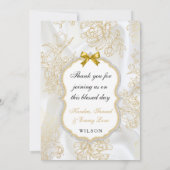 ベビーガールバプテスマ《キリスト教》洗礼式や命名式金ゴールドクロスサンキューサンキュー 招待状 (裏面)
