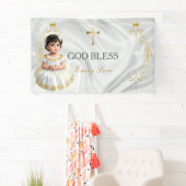 ベビーガールバプテスマ《キリスト教》洗礼式や命名式金ゴールドクロスバナー 横断幕 (インサイチュ)