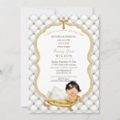 ベビーガールバプテスマ《キリスト教》洗礼式や命名式金ゴールドクロス 招待状 (正面)