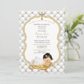 ベビーガールバプテスマ《キリスト教》洗礼式や命名式金ゴールドクロス 招待状 (スタンド正面)