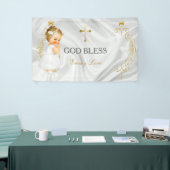 ベビーガールバプテスマ《キリスト教》洗礼式や命名式金ゴールドクロス 横断幕 (トレードショー)