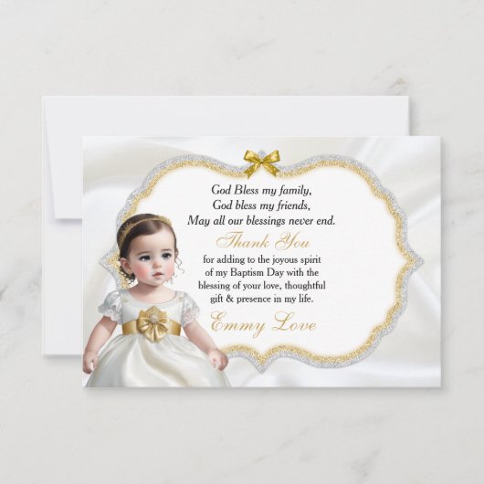 ベビーガールバプテスムコミュニオンサンキュー サンキューカード (正面)