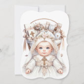 ベビーガールバラ金ゴールドバプテスマ 招待状 (裏面)