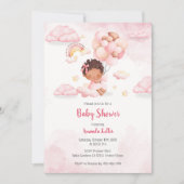 ベビーガールバルーンクラウドベビーシャワー招待状 招待状 (正面)
