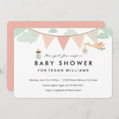 ベビーガールバンティング | ベビーシャワー招待状 招待状 (正面/裏面)