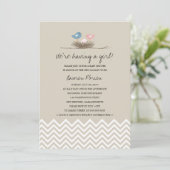 ベビーガールバードズネストベビーシャワー 招待状 (スタンド正面)