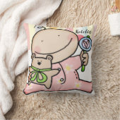 ベビーガールパステルストライプ装飾用クッション クッション (ブランケット)