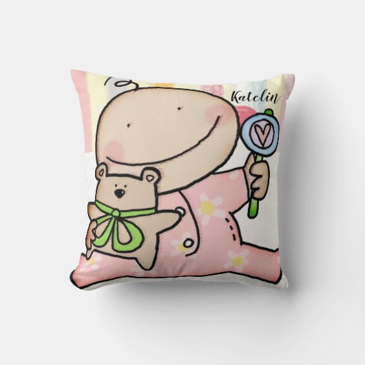 ベビーガールパステルストライプ装飾用クッション クッション (正面)