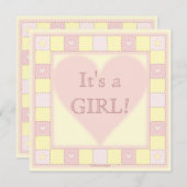 ベビーガールパッチワークキルトベビーシャワー招待状 招待状 (正面/裏面)