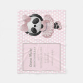 ベビーガールパンダベアーピンク出産発表 フリースブランケット (正面)