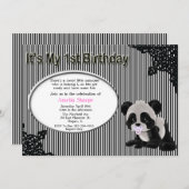 ベビーガールパンダベア1stバースデー招待状 招待状 (正面/裏面)