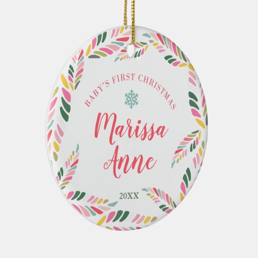 ベビーガールパーソナライズされた初めてのクリスマスカスタム セラミックオーナメント (右)