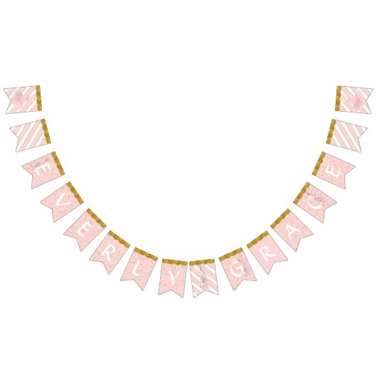 ベビーガールパーソナライズされた子供部屋ルームネームペナント バンティングフラッグ (全)