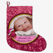 ベビーガールパーソナライズされた ラージクリスマスストッキング (正面)