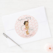 ベビーガールピンクのアフリカ系アメリカ人ラテンアメリカ系女性 ラウンドシール (封筒)