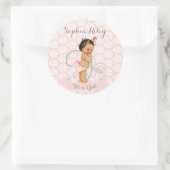 ベビーガールピンクのアフリカ系アメリカ人ラテンアメリカ系女性 ラウンドシール (バッグ)