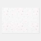 ベビーガールピンクのクリスマス雪だるまと雪片 ラッピングペーパーシート (正面3)