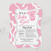 ベビーガールピンクのボディスーツ女の子ベビーシャワー 招待状 (正面/裏面)