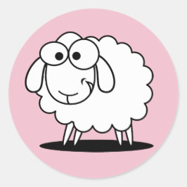 ベビーガールピンクのラムステッカー ラウンドシール