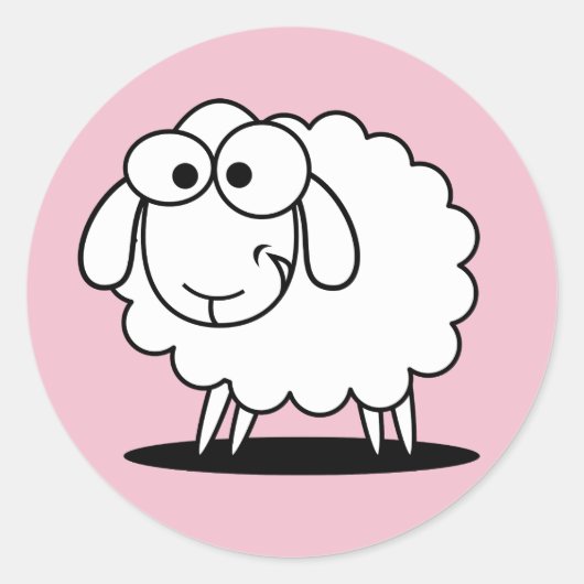 ベビーガールピンクのラムステッカー ラウンドシール (正面)