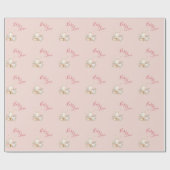 ベビーガールピンクの台本かわいいエレガントベビーシャワー ラッピングペーパー (フラット)