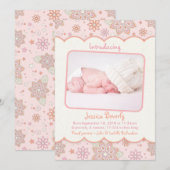 ベビーガールピンクオレンジ写真誕生のお知らせ 案内状 (正面/裏面)