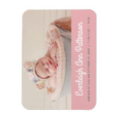 ベビーガールピンクカスタムの写真誕生のお知らせ マグネット (縦)