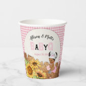ベビーガールピンクギンガムサンフラワーズベビーQ BBQ紙 紙コップ (正面)