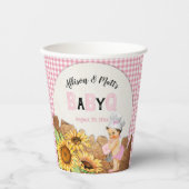 ベビーガールピンクギンガムサンフラワーズベビーQ BBQ 紙コップ (正面)