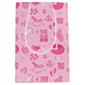 ベビーガールピンクコラージュ ミディアムペーパーバッグ (正面)