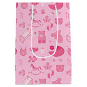 ベビーガールピンクコラージュ ミディアムペーパーバッグ (裏面)