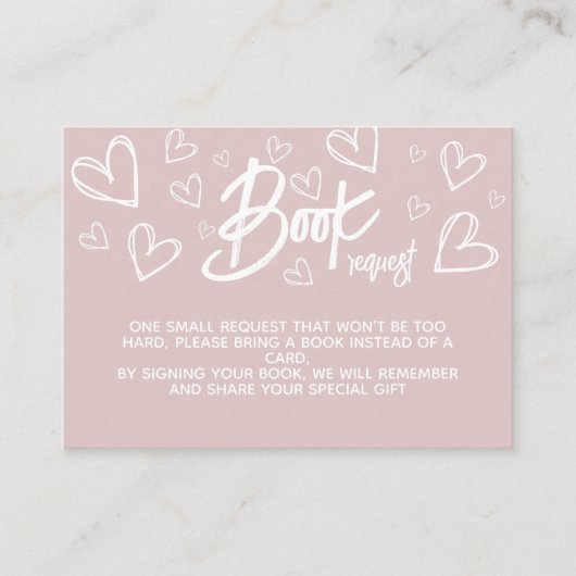 ベビーガールピンクシャワー用モダン本 エンクロージャーカード (正面)