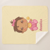 ベビーガールピンクジャンプスーツ名前をカスタムする シェルパブランケット (正面(横))