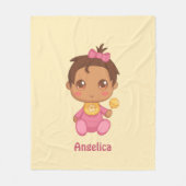 ベビーガールピンクジャンプスーツ名前をカスタムする フリースブランケット (正面)