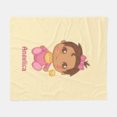 ベビーガールピンクジャンプスーツ名前をカスタムする フリースブランケット (正面(横))