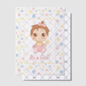 ベビーガールピンクジャンプスーツ挿入 ベラム紙招待状 (オフセット (招待状))