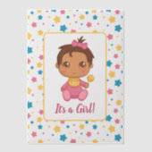 ベビーガールピンクジャンプスーツ濃いインサート ベラム紙招待状 (正面)