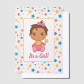 ベビーガールピンクジャンプスーツ濃いインサート ベラム紙招待状 (オフセット)