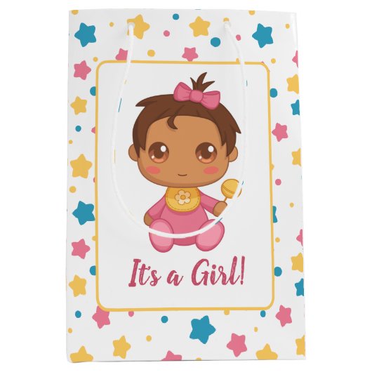 ベビーガールピンクジャンプスーツ濃色 ミディアムペーパーバッグ (正面)