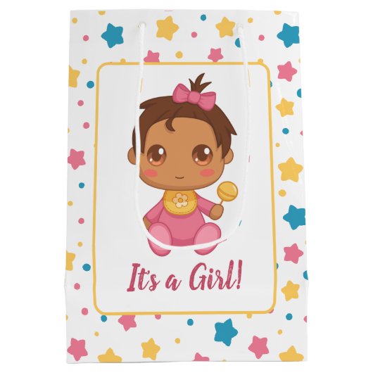 ベビーガールピンクジャンプスーツ濃色 ミディアムペーパーバッグ (裏面)